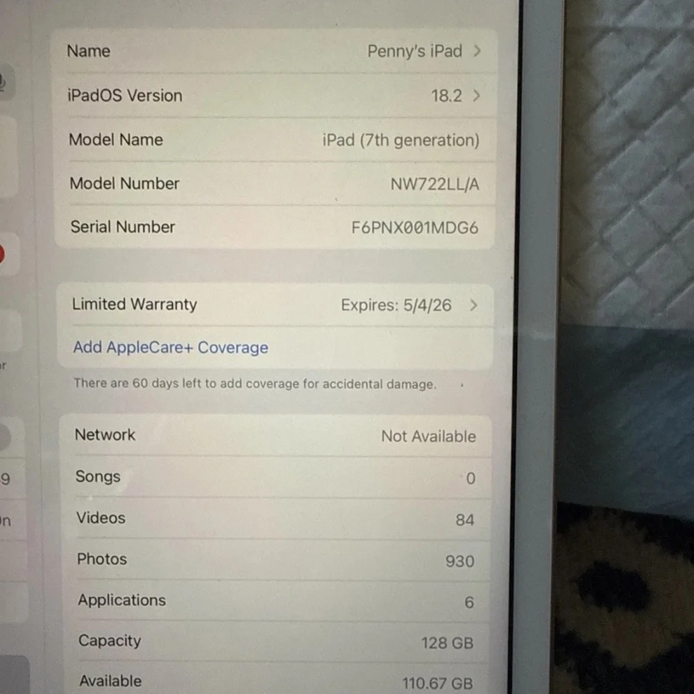 Apple Tablet in Elegant Gold 7th Generation 128GB. New in box. No SIM card.
